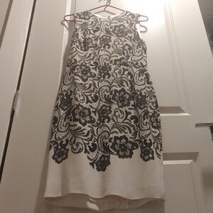 Black and White Lace-Pattern Sheath Dress
